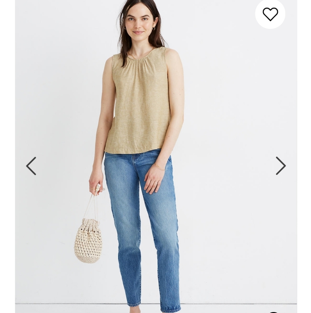 Linen-Blend Cinch-Back Tank Top